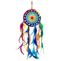 Saraswati Traumfänger mit gehäkeltem Netz, bunt