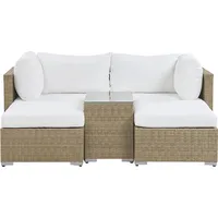 Beliani Lounge Set Rattan Hellbraun 2-Sitzer mit 2 Eckteilen