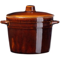 Kadax Steinzeugtopf, Keramiktopf mit Seitengriffen und Deckel, 6L