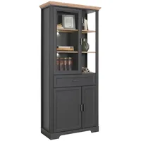 Innostyle Vitrine Eiche Artisan, Metall, 6 Fächer, 1 Schubladen,