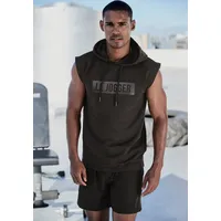 LE JOGGER Kapuzenpullover, mit Druck und Kordelzug, schwarz,