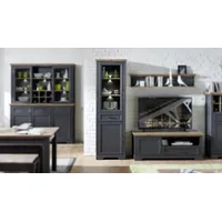 Stella Trading JASMIN Vitrine in Artisan Eiche Optik, Graphit