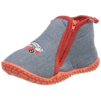 Playshoes Kinder Hausschuhe mit praktischem Reißverschluss Feuerwehr-Motiv,30/31 EU, Blau