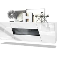 Vladon Sideboard, Schwarz Hochglanz, Holzwerkstoff, 178x57.5x38.5 cm, Wohnzimmer, Kommoden