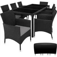 Tectake tectake® Rattan Sitzgruppe für 8 Personen, UV-beständig, inklusive