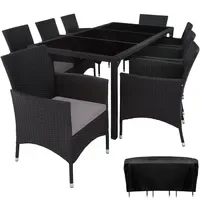 Tectake Rattan Sitzgruppe 8-tlg. Schwarz