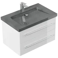 Posseik Badmöbel Granit G654 Yamo 1 Hahnloch SoftClose weiß