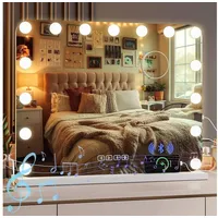 Mamizo Bluetooth Schminkspiegel mit Beleuchtung,Hollywood Spiegel mit Licht,58x46cm,15 LED,