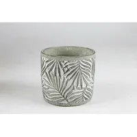 Buri 8x Blumentopf Zement antikgrünes Blattmuster 13x12cm