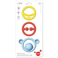 Moluk 2843400 - Nigi+Nagi+Nogi, Greif- und Beißring-Set, Silikon, rot/blau/gelb,