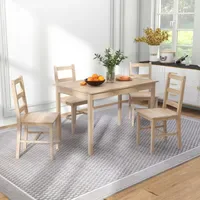 Homcom 5-tlg. Essgruppe, Esstisch mit 4 Stühlen, platzsparend Esszimmergruppe