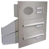 DOLS D-042 2er Einbaubriefkasten Durchwurf Sprechsieb Edelstahl Mauerstärke 33-50cm