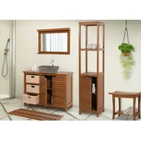 Mendler Teak-Regal HWC-M84, Badschrank Badregal Badezimmer, hochwertiges B-Grade-Teak (Kernholz,