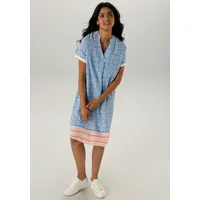 Aniston SELECTED Blusenkleid mit Ornamenten-Muster Blau/Orange/Weiß 38