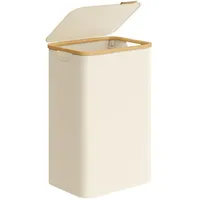 Songmics Wäschekorb mit Deckel, Wäschesammler 90 L, herausnehmbarer Wäschesack,