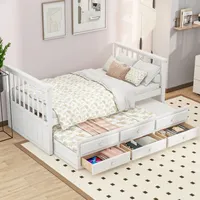 XDOVET Kinderbett 90 x 190 cm Holz massiv weiß