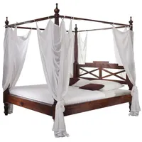 MASSIVMOEBEL24.DE OXFORD Himmelbett Akazie 180x200x224 Farbe:Dunkelbraun lackiert