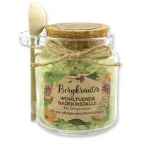 Florex Badekristalle 300g im Glas mit Holzlöffel Bergkräuter für