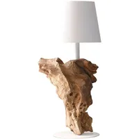 SalesFever Tischleuchte mit LED-Akku | Gestell Treibholz / Schirm