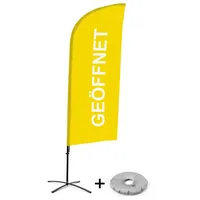 Showdown Displays Beachflag Alu Wind Komplett-Set Geöffnet Gelb Deutsch
