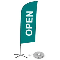 Showdown Displays Beachflag Alu Wind Komplett-Set Geöffnet Grün Englisch