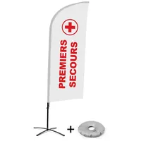 Showdown Displays Beachflag Alu Wind Komplett-Set Erste Hilfe Französisch