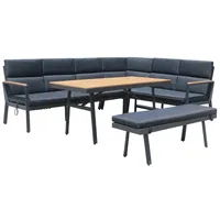 Gardissimo Dining-Ecklounge "Nabari" inkl. Ecksofa, Bank, und Kissen,anthrazit /