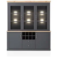 99rooms Marko Vitrine Anthrazit Wotan Eiche mit LED-Beleuchtung