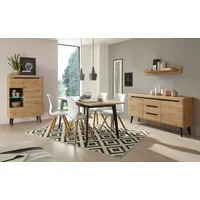 99rooms Tasania Esszimmer-Set Eiche Artisan Dekor Schwarz ohne LED-Beleuchtung