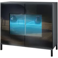 Vladon Kommode, Schwarz Hochglanz, Holzwerkstoff, 92.5x83.5x35 cm, Wohnzimmer, Kommoden