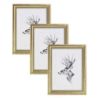 Woltu Bilderrahmen 18x24 cm, 3er Set, Gold Holzrahmen Collage