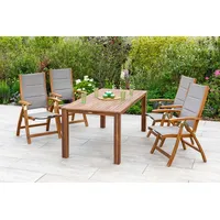 Merxx Acapulco Set 5tlg., 4 Klappsessel, mit Gartentisch, grau