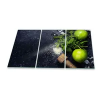 Decorwelt Herdabdeckplatte Abdeckung Ceranfeld Abdeckplatte Schneidebrett 3-Teilig 90x52 Zitrone