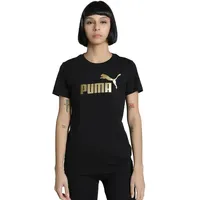 Puma Essentials Metallic No. 1 Logo T-Shirt Schwarz/Gold XS
