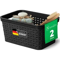 Novaliv | 2x Aufbewahrungsbox 2x Aufbewahrungskorb Rattan