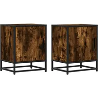 VidaXL Nachttische 2 Stk. Räuchereiche 40x31x50cm Holzwerkstoff Metall
