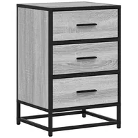 VidaXL Nachttisch Grau Sonoma 40x34,5x60 cm Holzwerkstoff und Metall