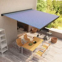 VidaXL Kassettenmarkise mit Motor 450x300 cm Blau und Weiß