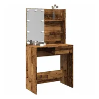 VidaXL Schminktisch mit LED-Leuchten Altholz-Optik 74,5x40x141 cm