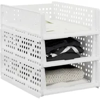Relaxdays Schrank Organizer 3er Set, stapelbare Kleiderschrank Aufbewahrungsboxen, 13