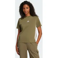 Adidas Essentials 3-Streifen Cotton Kurzarm-T-Shirt Olive Strata / White