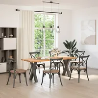 VidaXL Esstisch mit Baumkanten 200x80x74cm Massivholz Eiche Rechteckig -