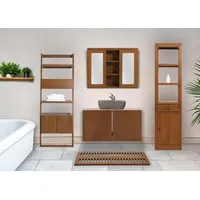 Mendler Teak-Regal HWC-M86, Badschrank Badregal Badezimmer, hochwertiges B-Grade-Teak (Kernholz,