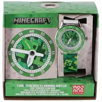 Minecraft Analoge Lernuhr 0 mm Acrylgehäuse Grün Silikonarmband Grün