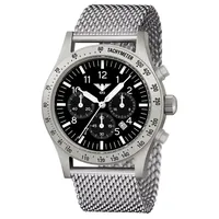 KHS Herren-Armbanduhr Platoon Solar Chronograph Stahl Meshband