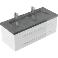 Posseik Badmöbel Waschplatz Granit G654 "YAMO 130" 2 Hahnlöcher