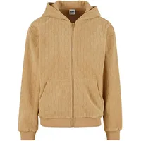URBAN CLASSICS Jaquard Velvet Reißverschlusspullover Union Beige 2XL