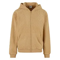 URBAN CLASSICS Jaquard Velvet Reißverschlusspullover Union Beige XL