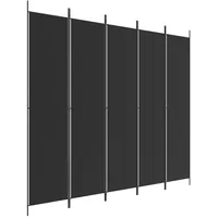 VidaXL 5-tlg. Paravent Schwarz 250x220 cm Stoff