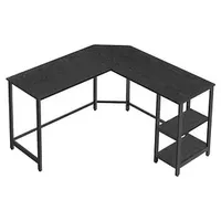 VASAGLE Schreibtisch schwarz L-Form, 8-Fuß-Gestell schwarz 88,0 / 138,0